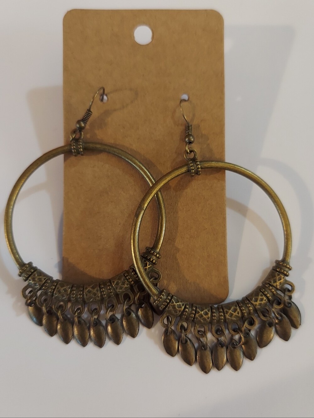 Antique Gold/bronze Dangle Earrings With Fishhook Backs